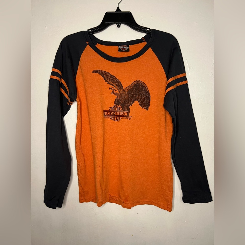 Harley-Davidson Orange and Black Long Sleeve Shirt kids